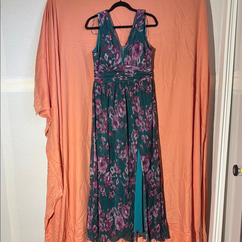 Teal Floral Maxi Dress